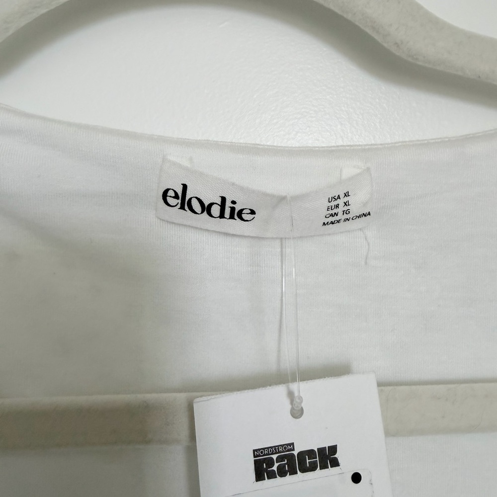 NWT Elodie Floral Baby Tee XL White Fitted Soft Girl Spring Top Scoop Neck - Picture 9 of 12